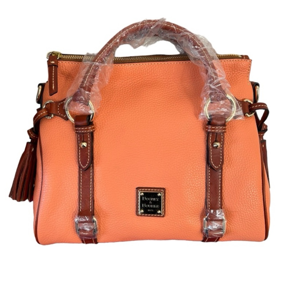 Dooney & Bourke Pebble Grain small Satchel purse Apricot pale pink RARE NWT - Picture 4 of 16